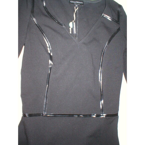New Womens NWT $1200 Designer Emporio Armani Dress Black IT 40 4 Piping Sheath - Picture 10 of 12